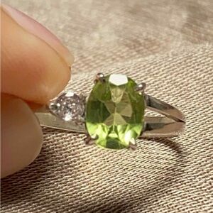 Handmade Beautiful Peridot & Zircon Gemstone Pure 925 Silver Ring